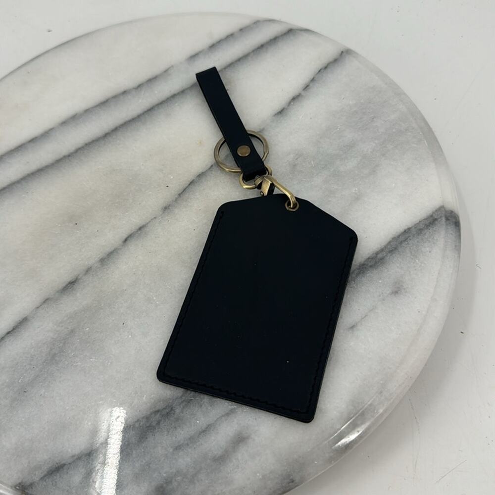 NWOT Handcrafted black leather luggage tags key phob